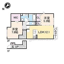 ブルームコート 2階2LDKの間取り