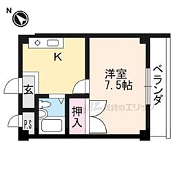 グランドコーポタカ1 1Kの間取図画像