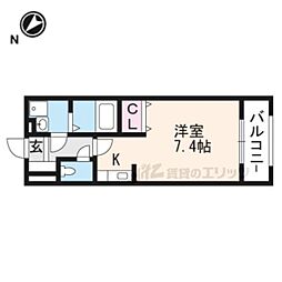 エクセル田中E ワンルームの間取図画像
