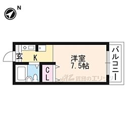 CREA南草津 1Kの間取図画像