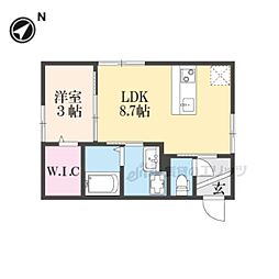 近江鉄道近江本線 水口駅 徒歩7分の賃貸アパート 2階1LDKの間取り