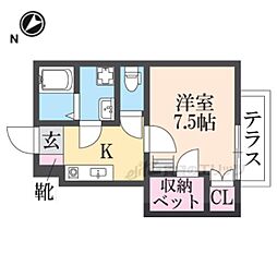 ハイツ華優 1Kの間取図画像