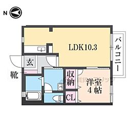 ベルドール膳所 1LDKの間取図画像