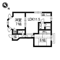 カサブランカ 2LDKの間取図画像