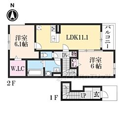 シャレム・オールK 2LDKの間取図画像