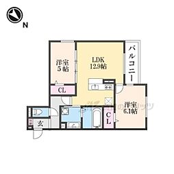 VENT ClAIR 1LDKの間取図画像