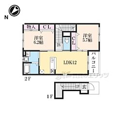 ユニヴァリィビブレ 2LDKの間取図画像