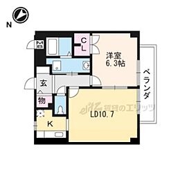 メゾンフローラ2 1LDKの間取図画像