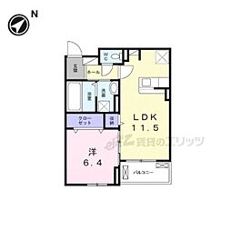 プレミールセピア本堅田 1LDKの間取図画像