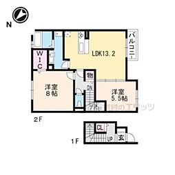 ロック・ベイレーク 2LDKの間取図画像