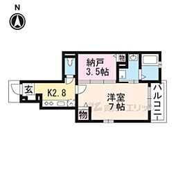 エミネンスクレスト2 1Kの間取図画像
