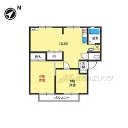 サンライフ永原A 2LDKの間取図画像