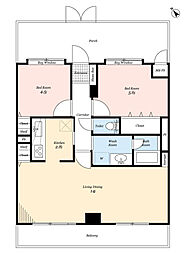 ライオンズマンション京王稲田堤 2LDKの間取図画像