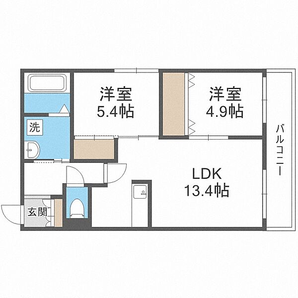 Ａｎｇｅｌｉｃ　Ｖｉｌｌａｇｅ南23条 ｜北海道札幌市中央区南二十三条西8丁目(賃貸マンション2LDK・2階・56.70㎡)の写真 その2