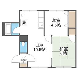 エンブレム発寒1-C 2LDKの間取図画像