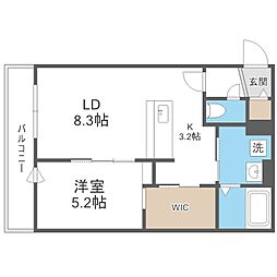 ブリーゼ中の島 1LDKの間取図画像