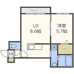 アボンドウエスト 1LDKの間取図画像