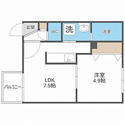 メイフェア 1DKの間取図画像