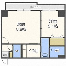 ウィルドゥ北24条 1LDKの間取図画像