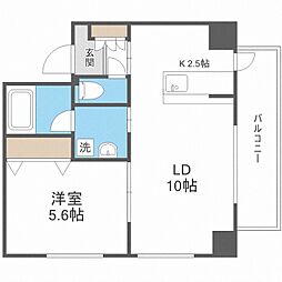 プリズムビラ 1LDKの間取図画像