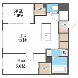札幌市白石区本郷通4丁目北マンション 2LDKの間取図画像