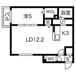コスモスT&S 1LDKの間取図画像