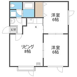 プレシャスコート 2LDKの間取図画像