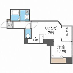 カルフール大通東 1LDKの間取図画像