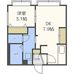 Mtria西麻生 1DKの間取図画像