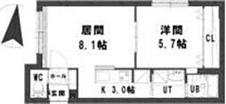 グランメール北18条 1LDKの間取図画像
