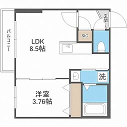 FERIO月寒中央 1LDKの間取図画像