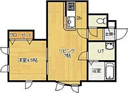 レユシールN11 1LDKの間取図画像