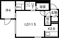 ブルーイング本町 1LDKの間取図画像