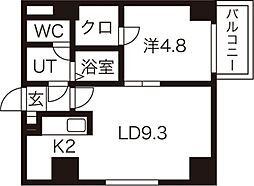リーバ・デル・マーレ 1LDKの間取図画像