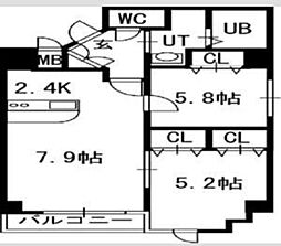 ペルドゥエープス美園 2LDKの間取図画像