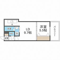 リヴェール山鼻 1LDKの間取図画像