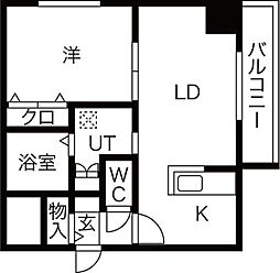 メトロ月寒中央 1LDKの間取図画像