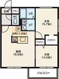 CASTELLODELSOLE 2LDKの間取図画像