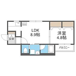 プライムスクエア琴似 1LDKの間取図画像