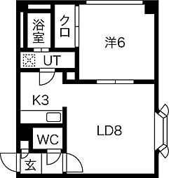 プレミエール二十四軒 1LDKの間取図画像