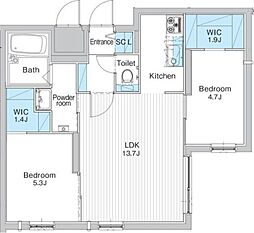 JANUSresidences平岸EAST 2LDKの間取図画像