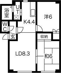 レスポワール 2LDKの間取図画像