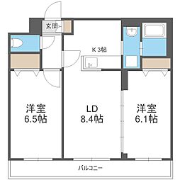 RITZGRANDE東札幌 2LDKの間取図画像