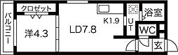 プリエ美園 1LDKの間取図画像