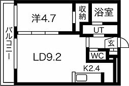 COCO 1LDKの間取図画像