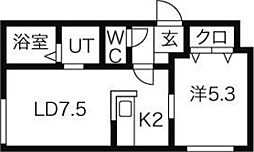 シリウス環状通東 1LDKの間取図画像
