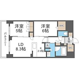 札幌市中央区北三条西12丁目マンション 2LDKの間取図画像