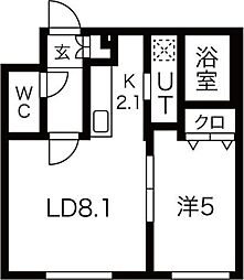 プラムクリークR 1LDKの間取図画像