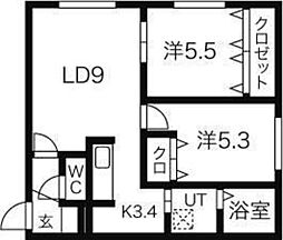 ルシエル 2LDKの間取図画像