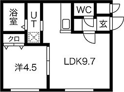 リヴィエール発寒南 1LDKの間取図画像